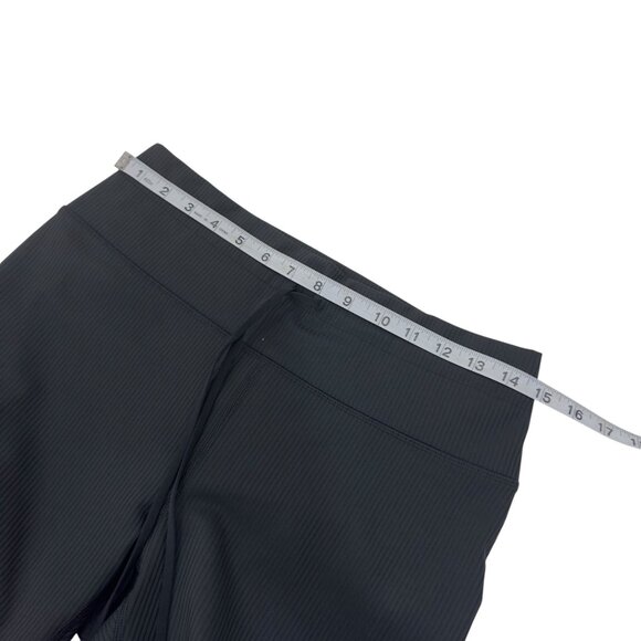 Fabletics Women Black Ribbed Mid-Rise Leggings SZ XL With Drawstring Waist - Picture 5 of 10